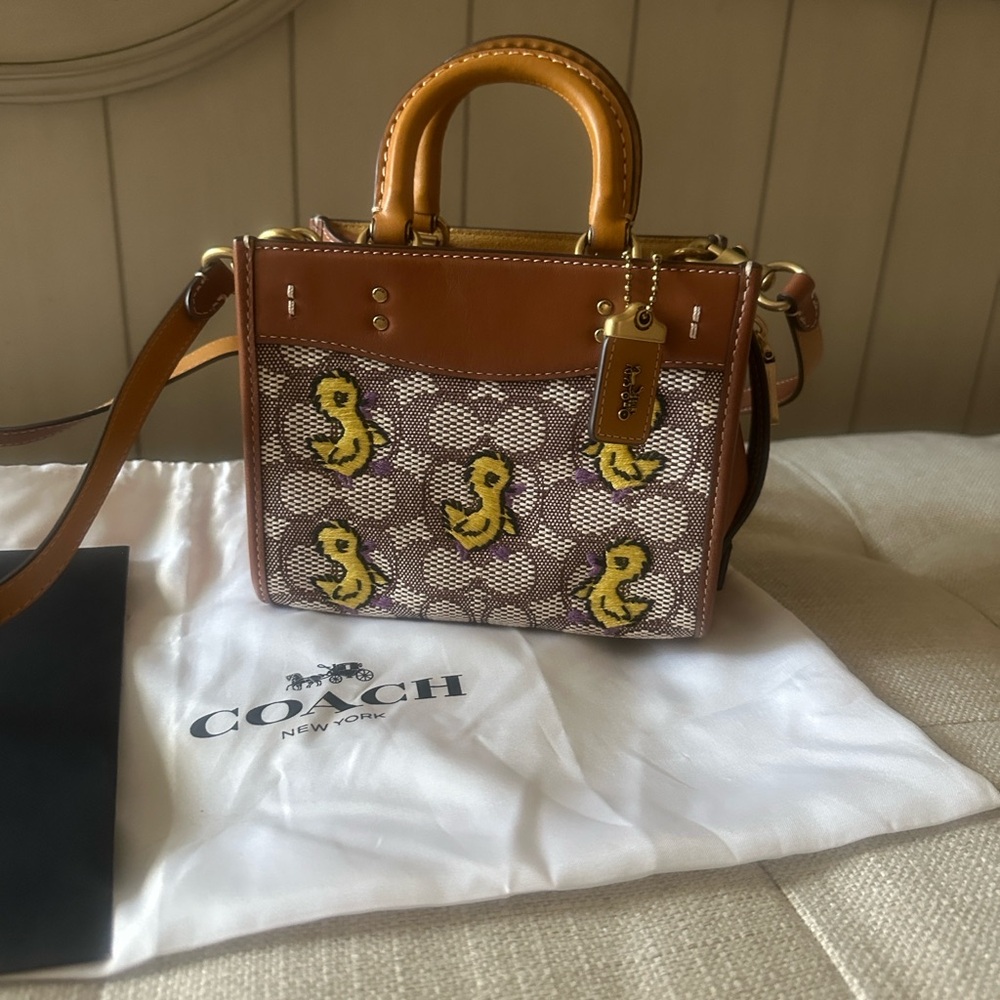 Coach Rogue 17  Brown and Yellow Duck Pattern Bag